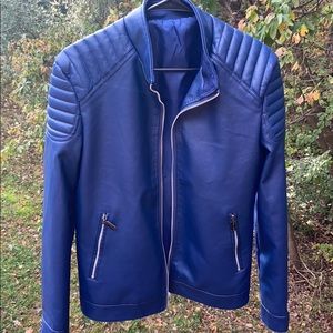Men’s Navy Blue Leather Jacket